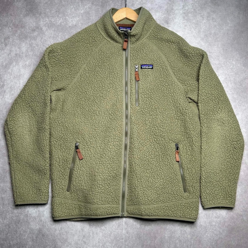 Patagonia Mens Retro Pile Fleece Jacket XL Sage Green Full Zip 22801 flaw*